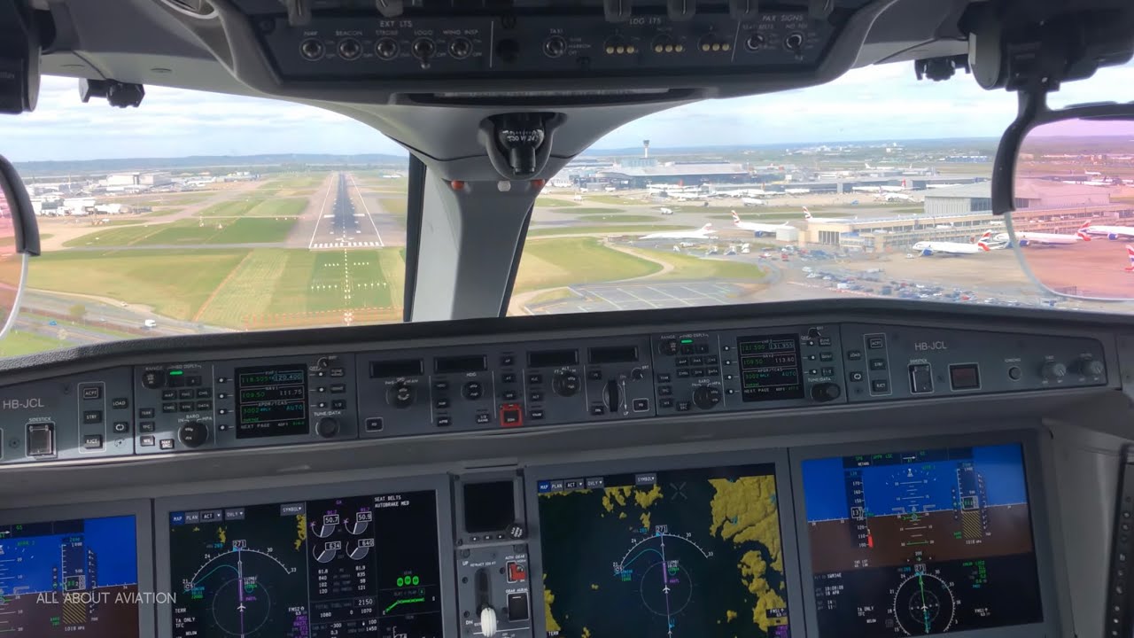 HEATHROW A220 Cockpit Landing 27L in 4K