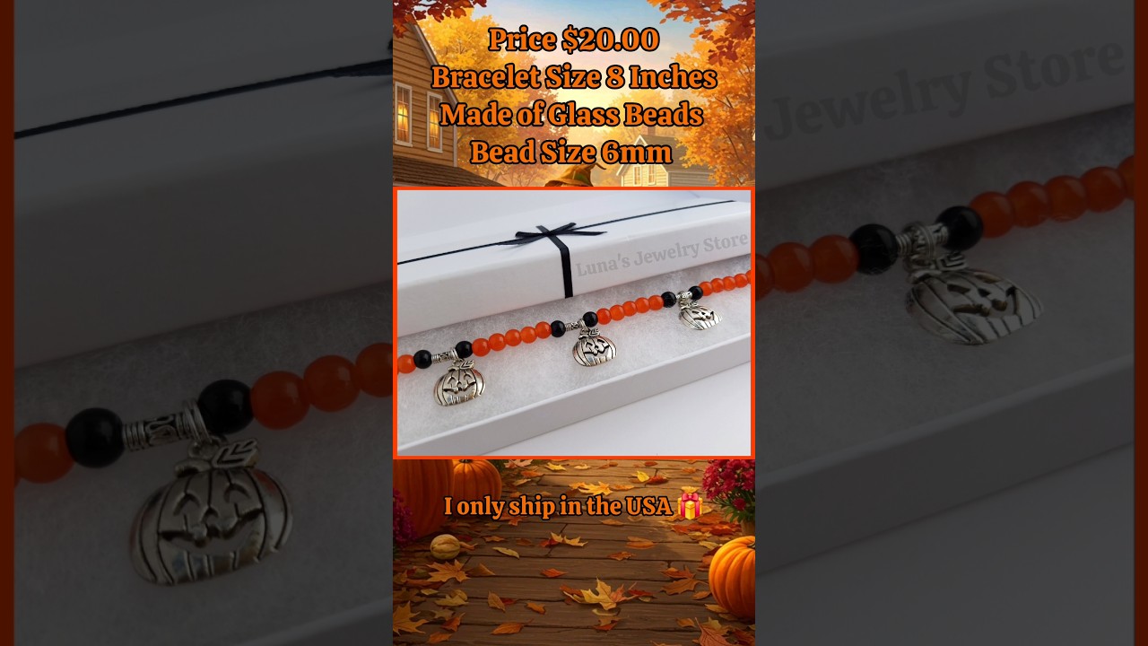 Handmade Halloween Pumpkin Theme Bracelet 
