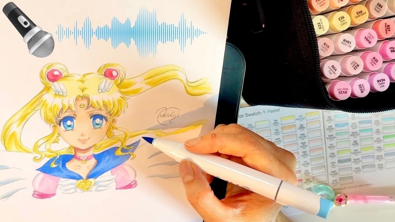 ✍️ 1er test feutres Ohuhu pastel : Ce que j’ai appris (commenté) Coloriage anime Eternal Sailor Moon