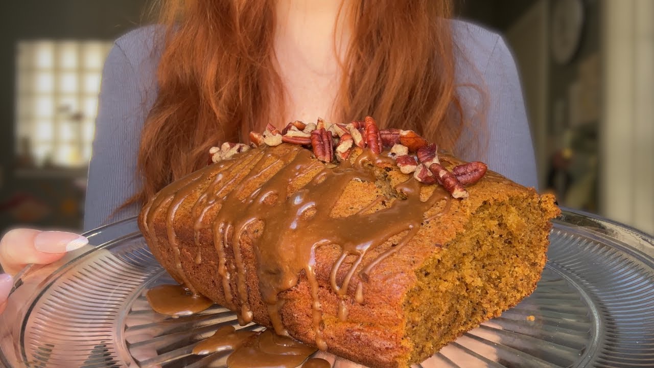 ASMR Baking A Pumpkin Chai Maple Loaf Cake 🍰🍁 (whispered & baking sounds)