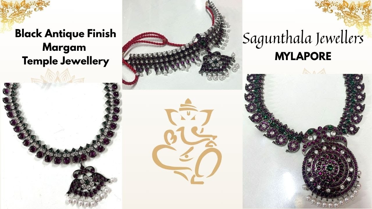 Margam Temple Jewellery - Black Antique Finish Panchalokam/Copper & Real Kempstones|Premium Quality