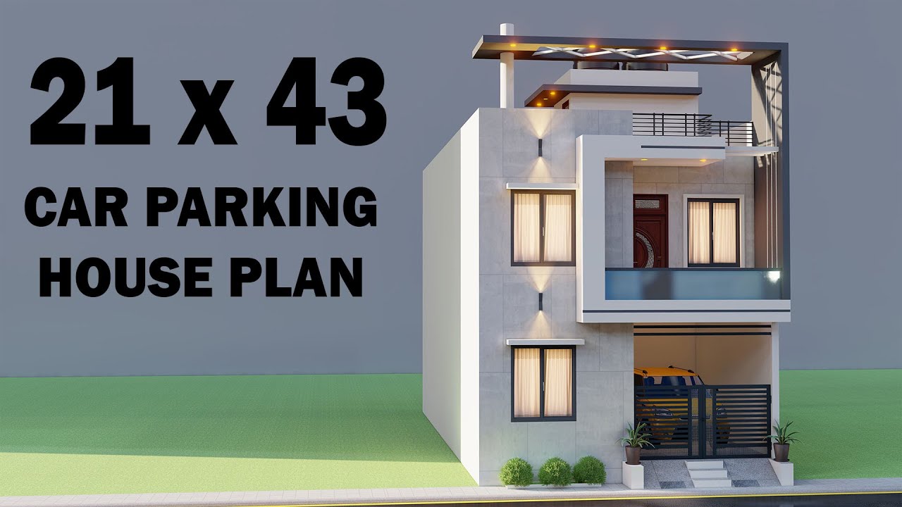 21x 43 Car Parking 5 Bedroom House Design,Duplex House Elevation,3D Makan Ka Naksha