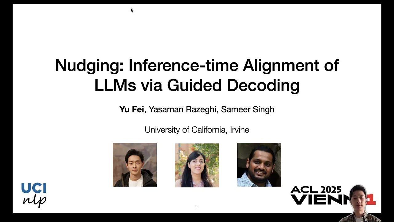 Nudging: Inference-time Alignment of LLMs via Guided Decoding - Oral & Panel presentation @ ACL 2025