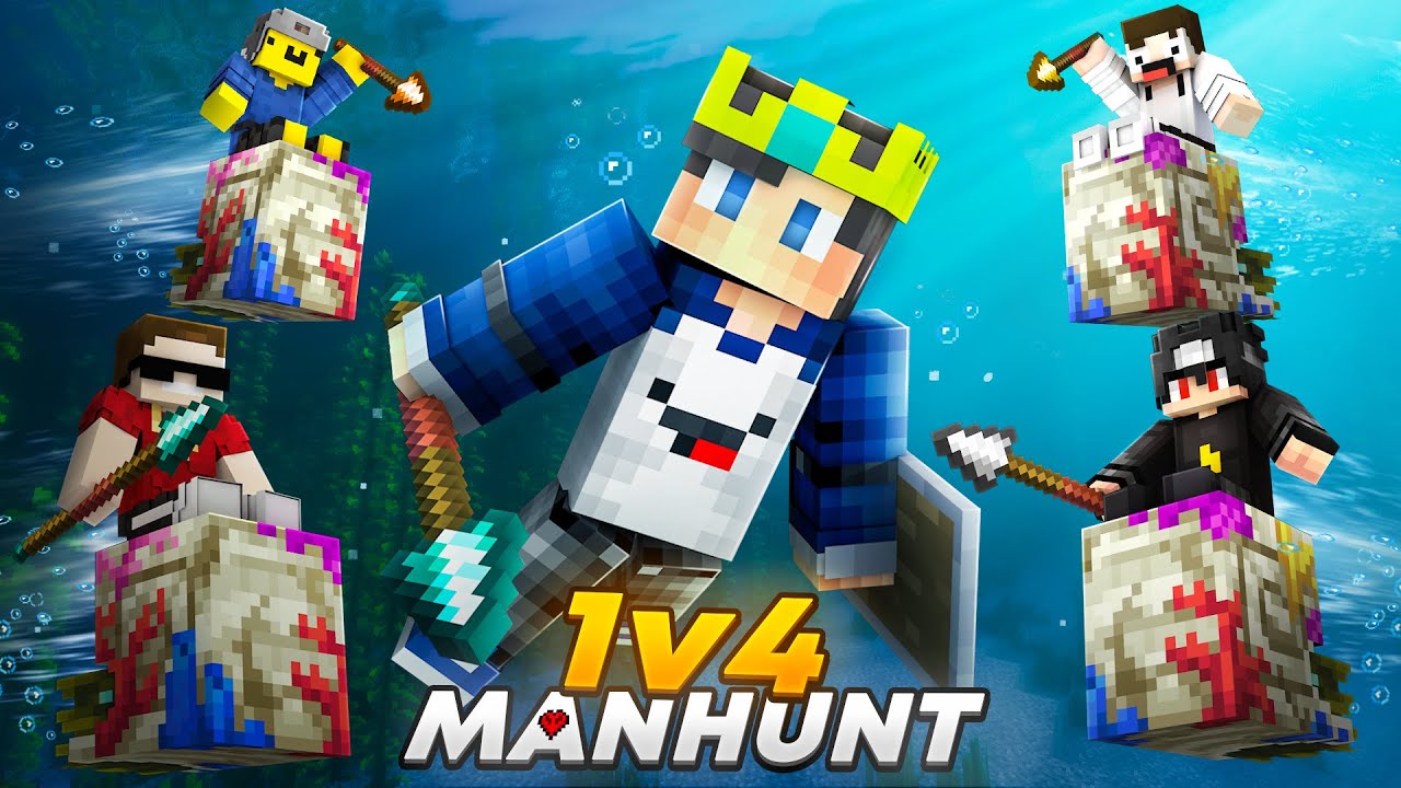1 V 4 Minecraft Speedrunner VS Hunter Challenge!
