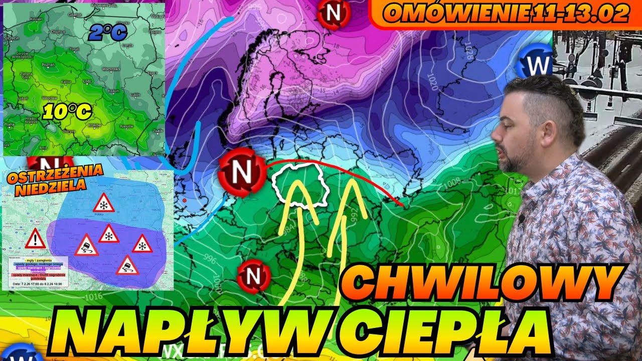 Głęboki niż przyniesie ciepłe powietrze i opady deszczu. Przełamanie blokady. Na południu do 10°C?