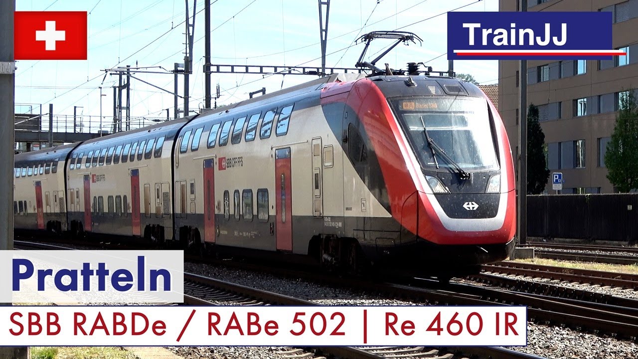 Swiss passenger trains passing Pratteln train station