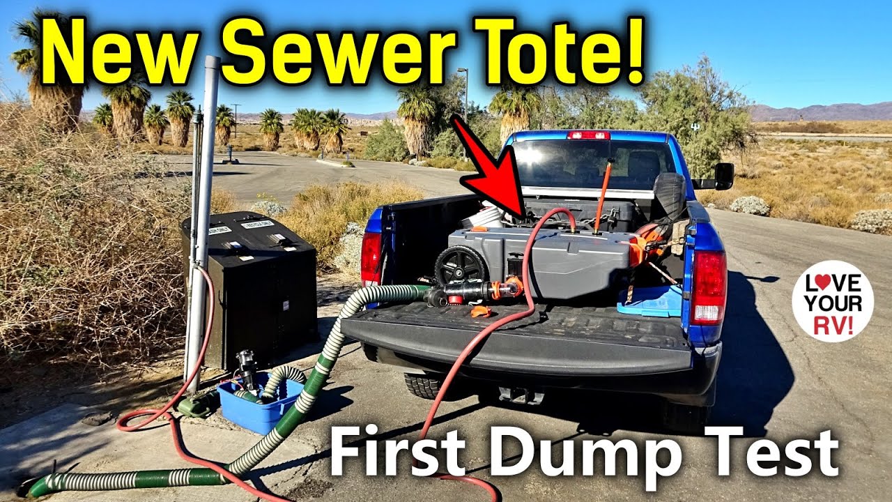Camco Rhino Sewer Tote Tank - Features & First Use Demo with FlowJet Macerator Pump