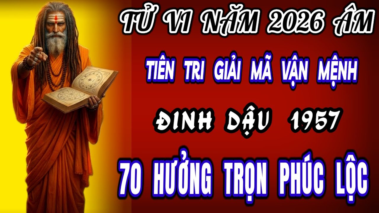 Tử vi năm 2026 âm lịch! Tiên tri hé lộ vận mệnh của tuổi đinh dậu 1957 hưởng trọn Phúc Lộc ở tuổi 70