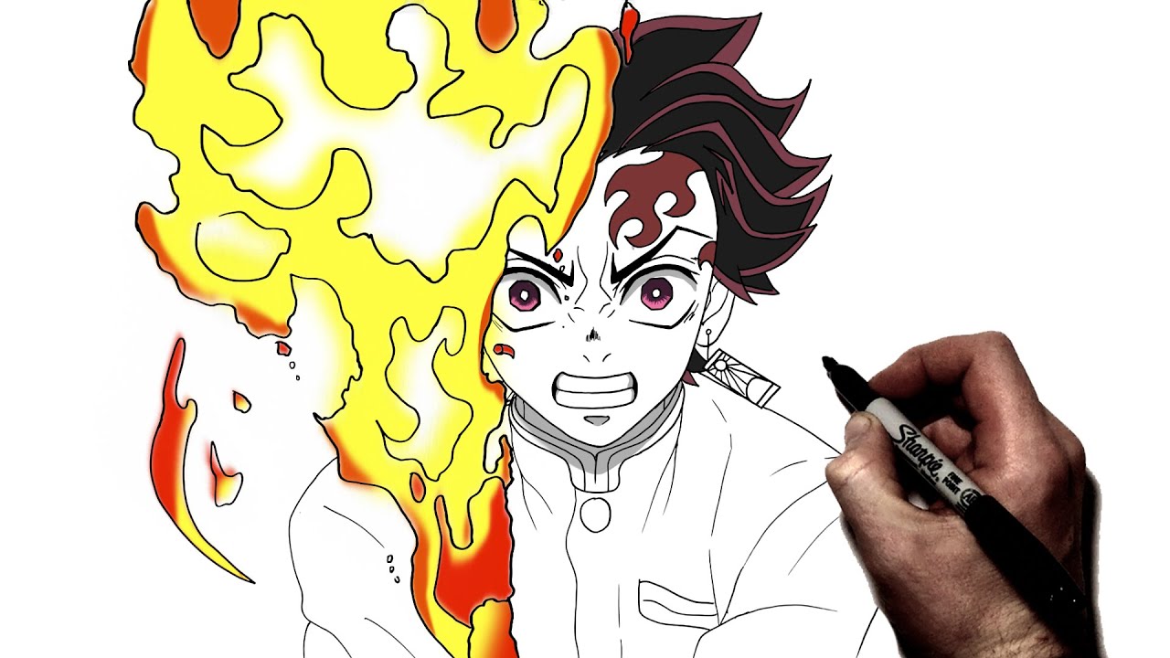 How To Draw Tanjiro (Fire) | Step By Step | Demon Slayer S3