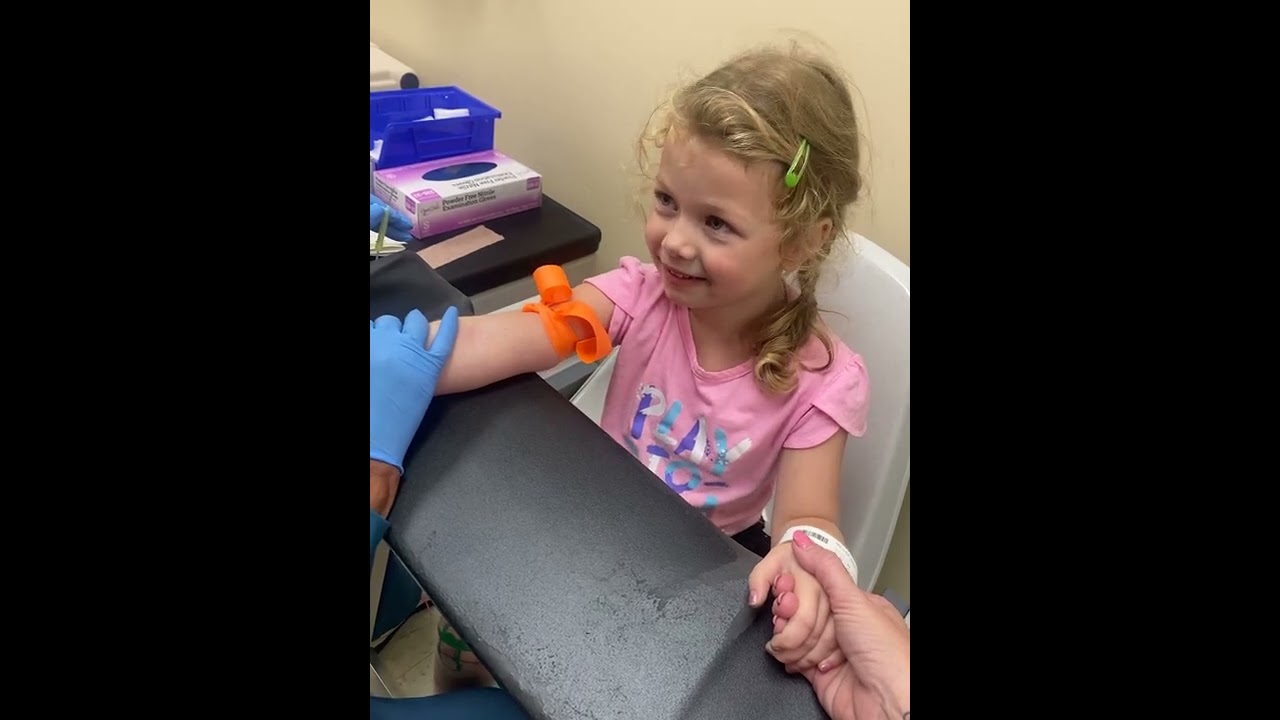Getting her blood taken for tests. So braver, so strong!