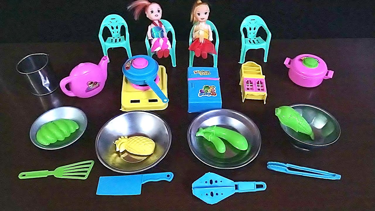 4 Minutes Satisfying With Unboxing Barbie Miniature Cooking Set #barbie #cooking #kitchen