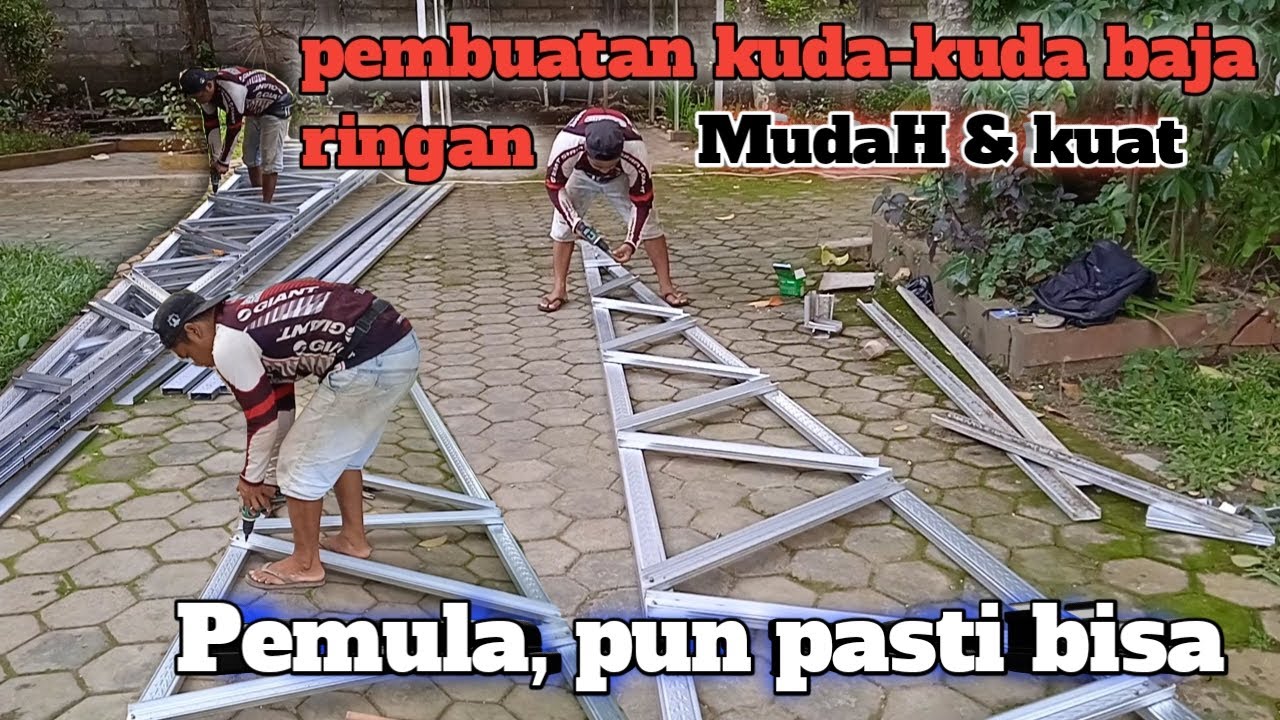 Cara membuat setengah kuda kuda baja ringan  yang mudah tapi kuat.