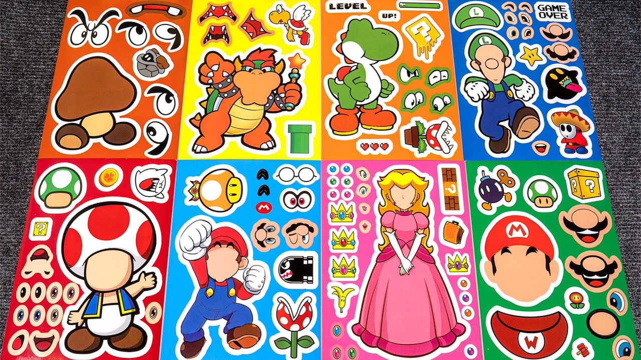 Oddly Satisfying SUPER MARIO Sticker Book Makeover 🍄 Mario, Luigi, Princess Peach ...|ASMR Paper DIY