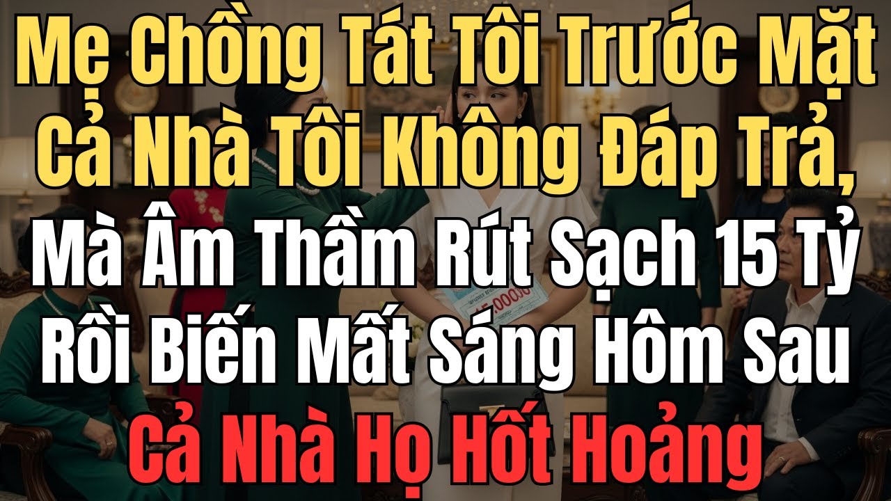 Mẹ chồng tát tôi trước mặt cả nhà tôi không đáp trả, mà âm thầm rút sạch 15 tỷ rồi biến mất sáng hôm
