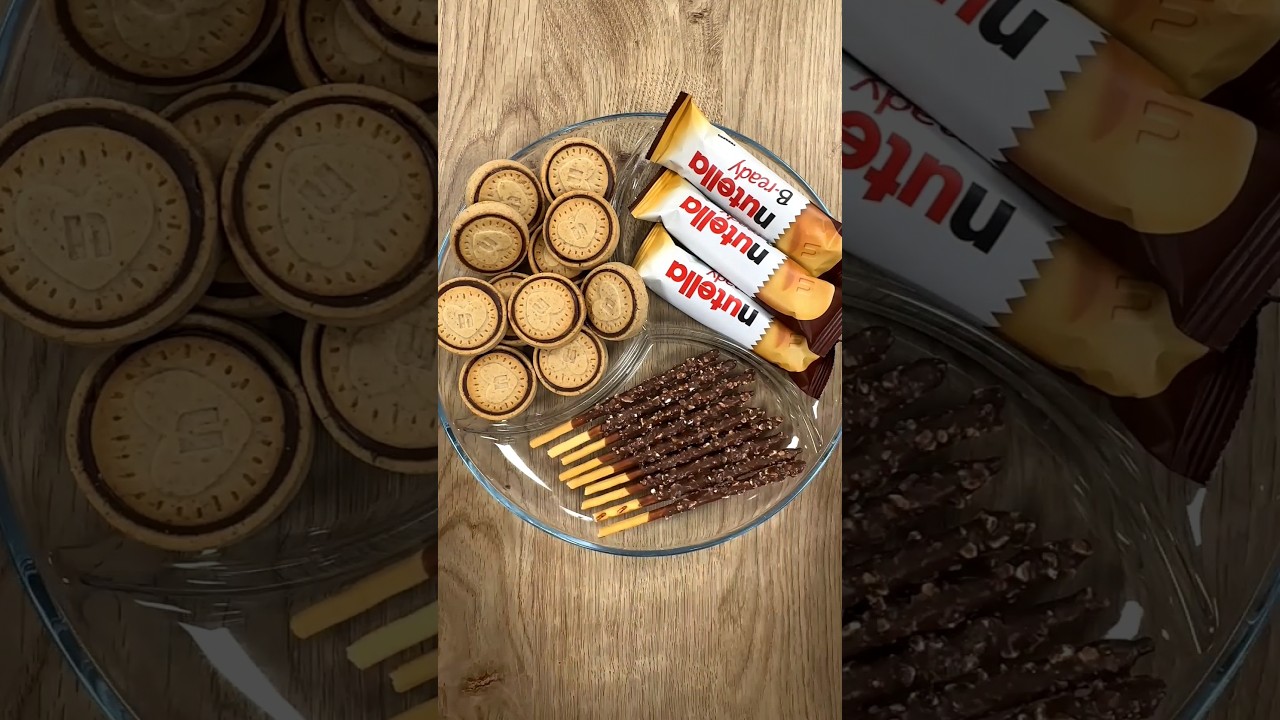 Filling Platter with Nutella  😍 Biscuit B-ready &  Pepero Chocolate ASMR #asmr #nutella #biscuit