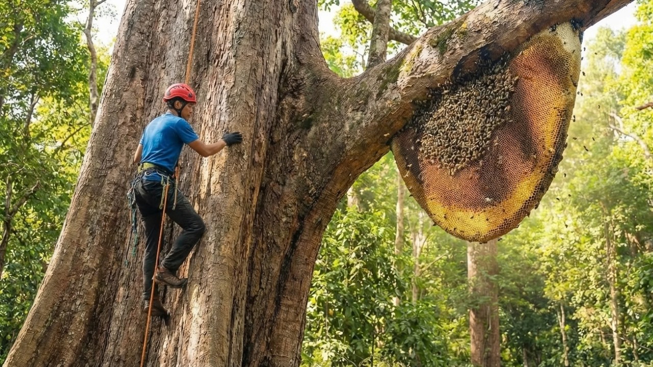 Risking It All to Take a Beehive – Bees Attack Fiercely!