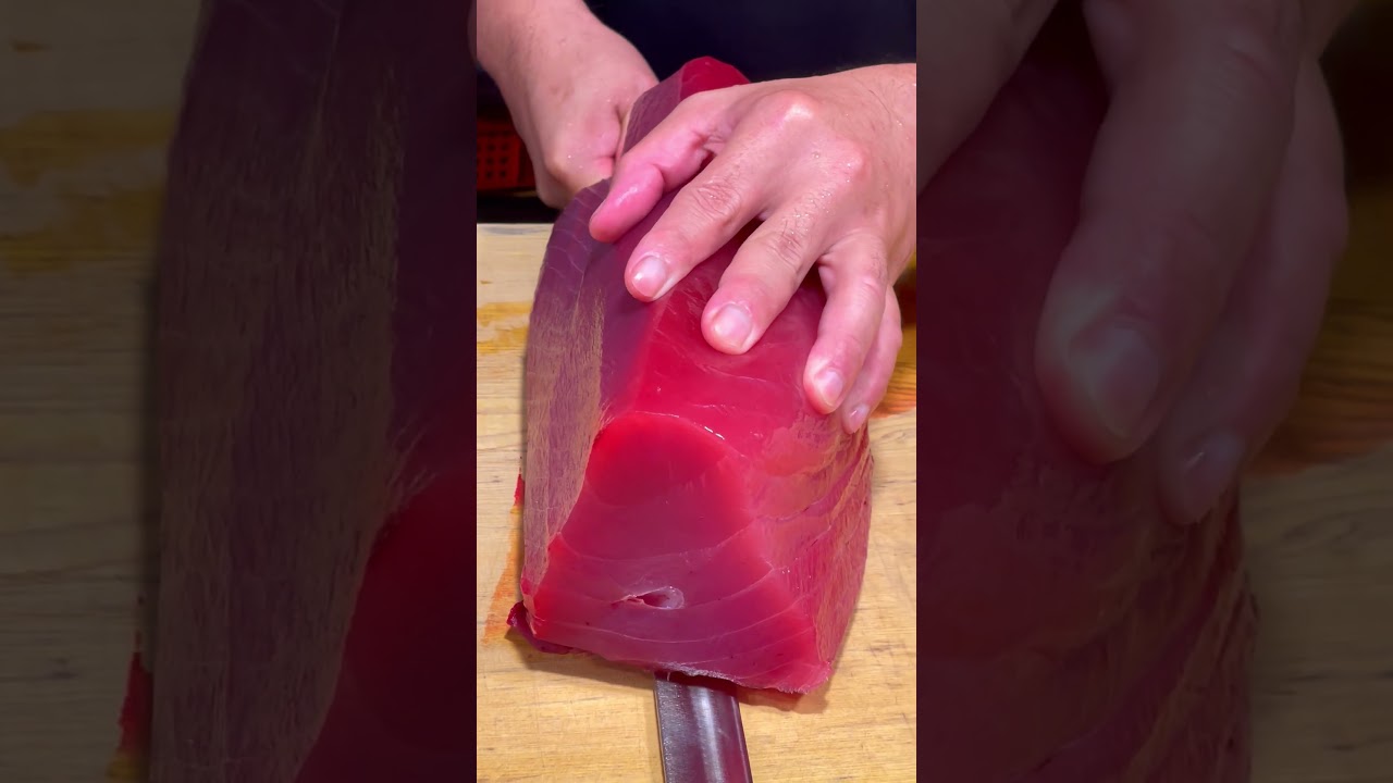 Masterful Yellowfin Tuna Trim &ndash; Sushi Perfection in the Making! #tuna #sushi #sashimi