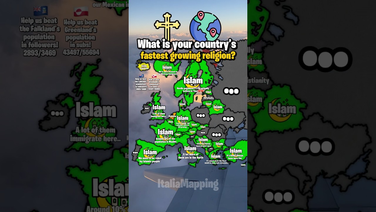 What&rsquo;s your country&rsquo;s fastest growing religion?| ItaliaMapping #fypシ゚viral #mapping #geography #map