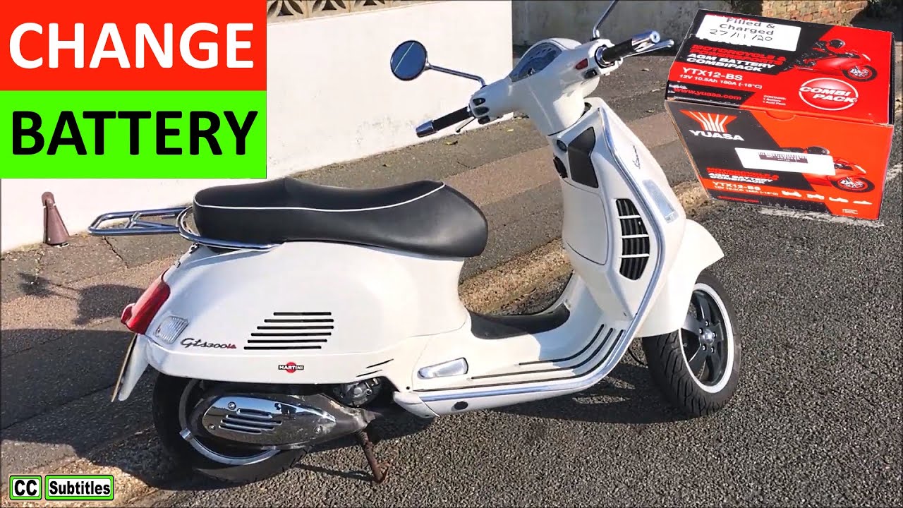 Vespa GTS 300 Battery Change - How to change Battery on modern Vespa