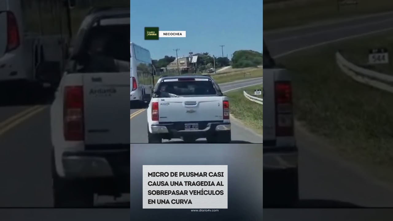 Micro de Plusmar casi causa una tragedia al sobrepasar veh&iacute;culos en una curva de la Ruta 11