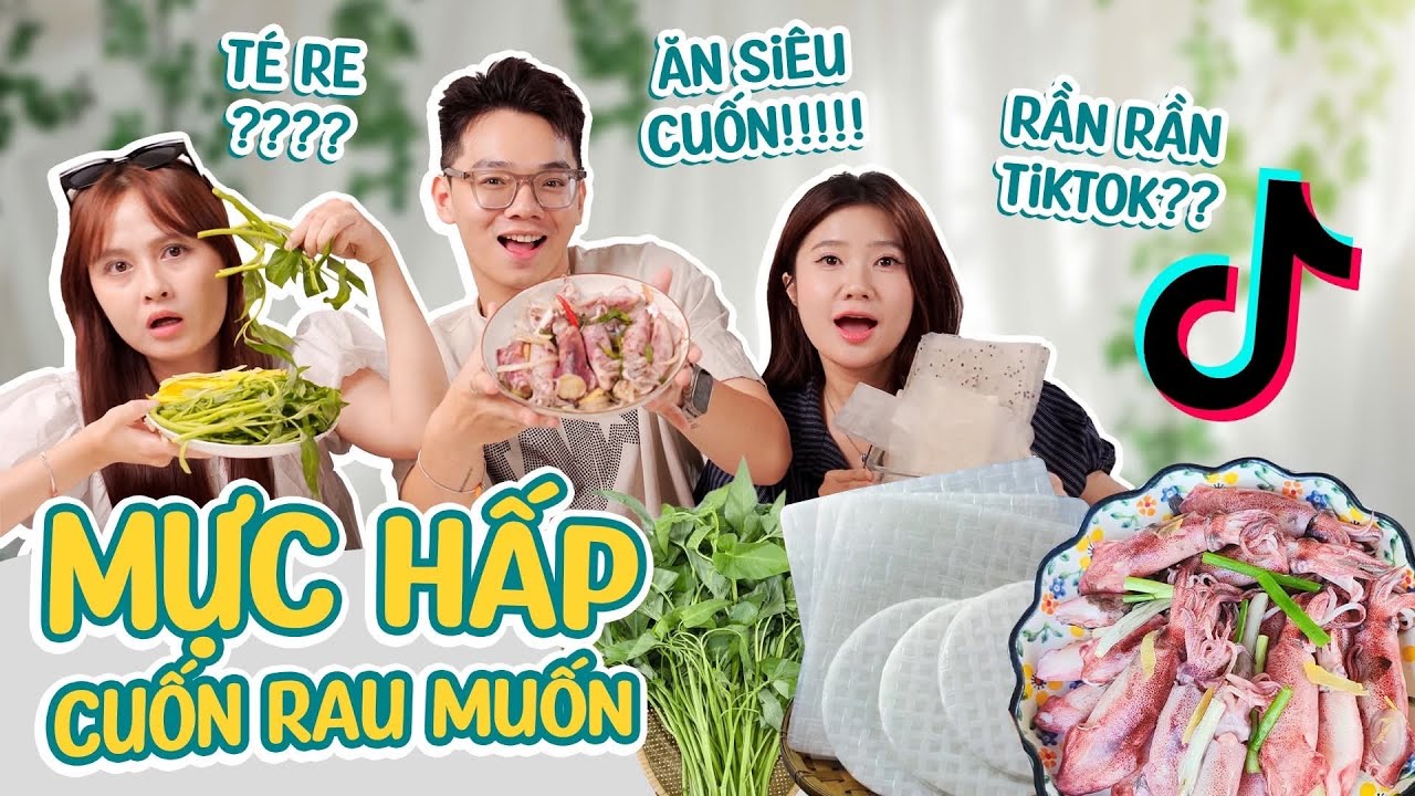 Mực cuốn RAU MUỐNG SỐNG!!??: combo huỷ diệt bao tử viral Tóp Tóp ngon cỡ nào??