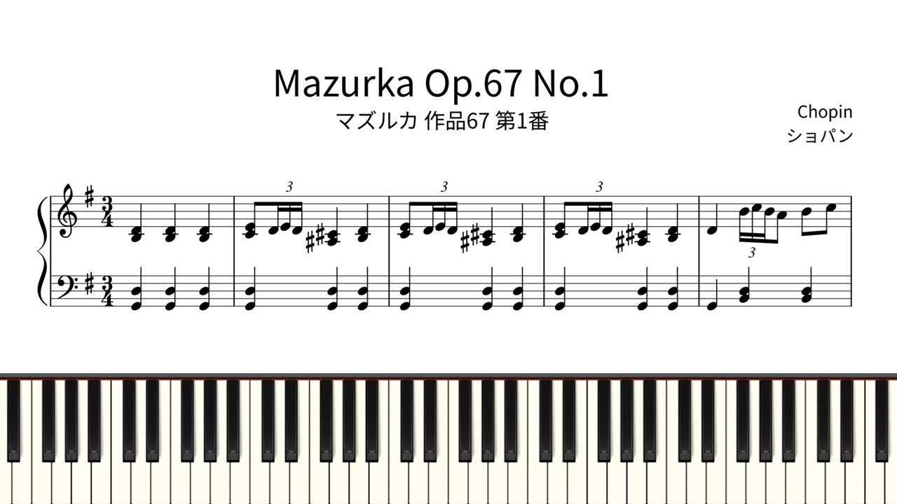 【簡単ピアノ楽譜】マズルカ 作品67 第1番 ショパン / Mazurka Op.67 No.1 - Frédéric Chopin | Easy Piano Tutorial