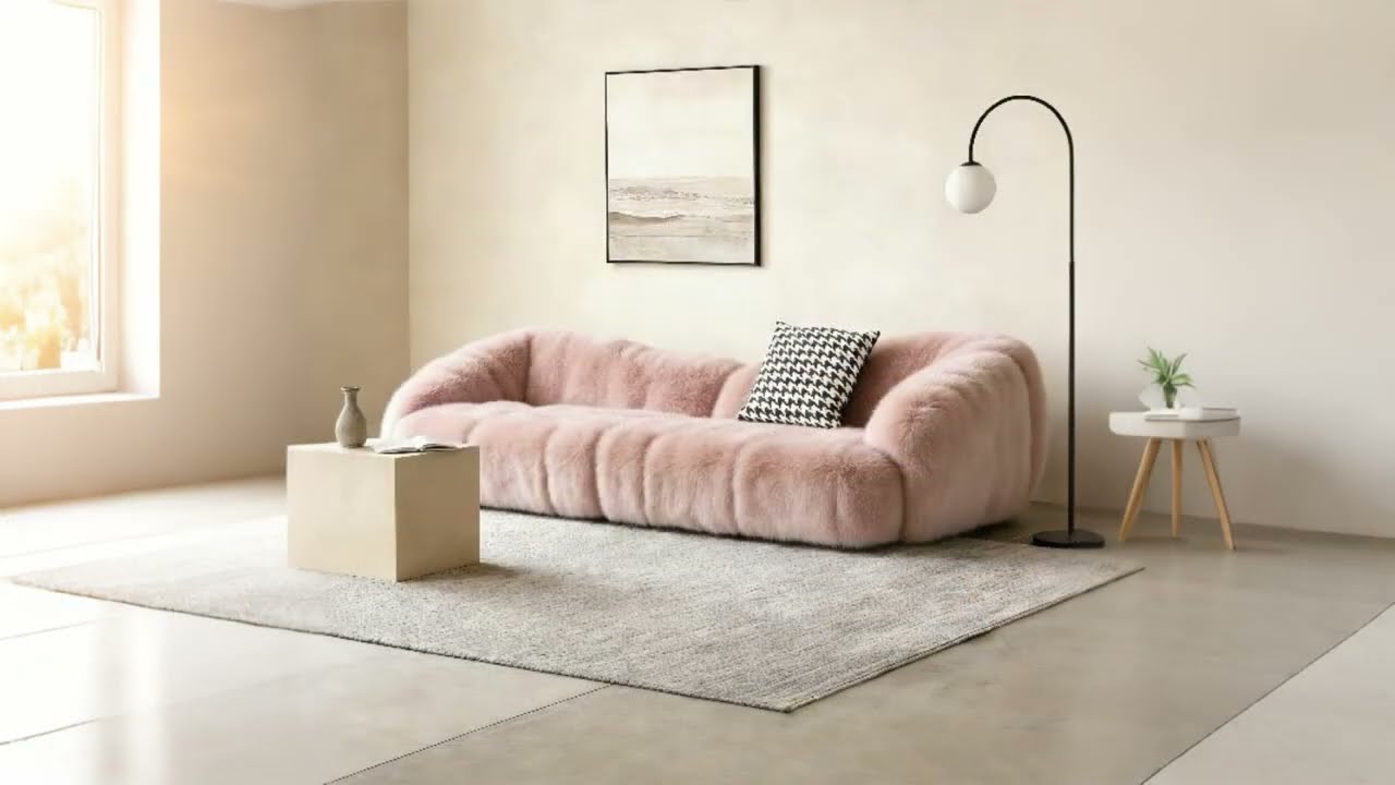 Curved Leather Sofa