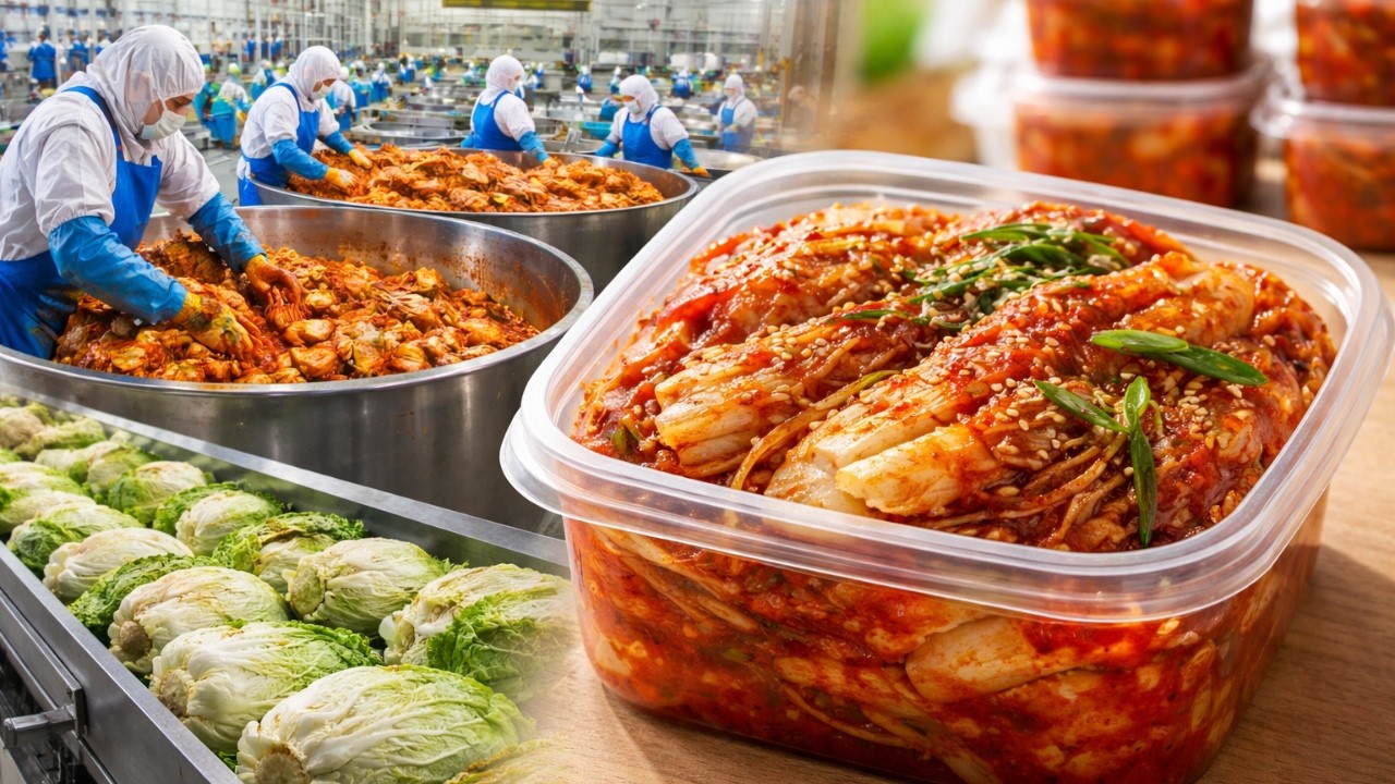Inside a Korean Kimchi Factory 🥬 How Industrial Kimchi Is Made (Full Process)
