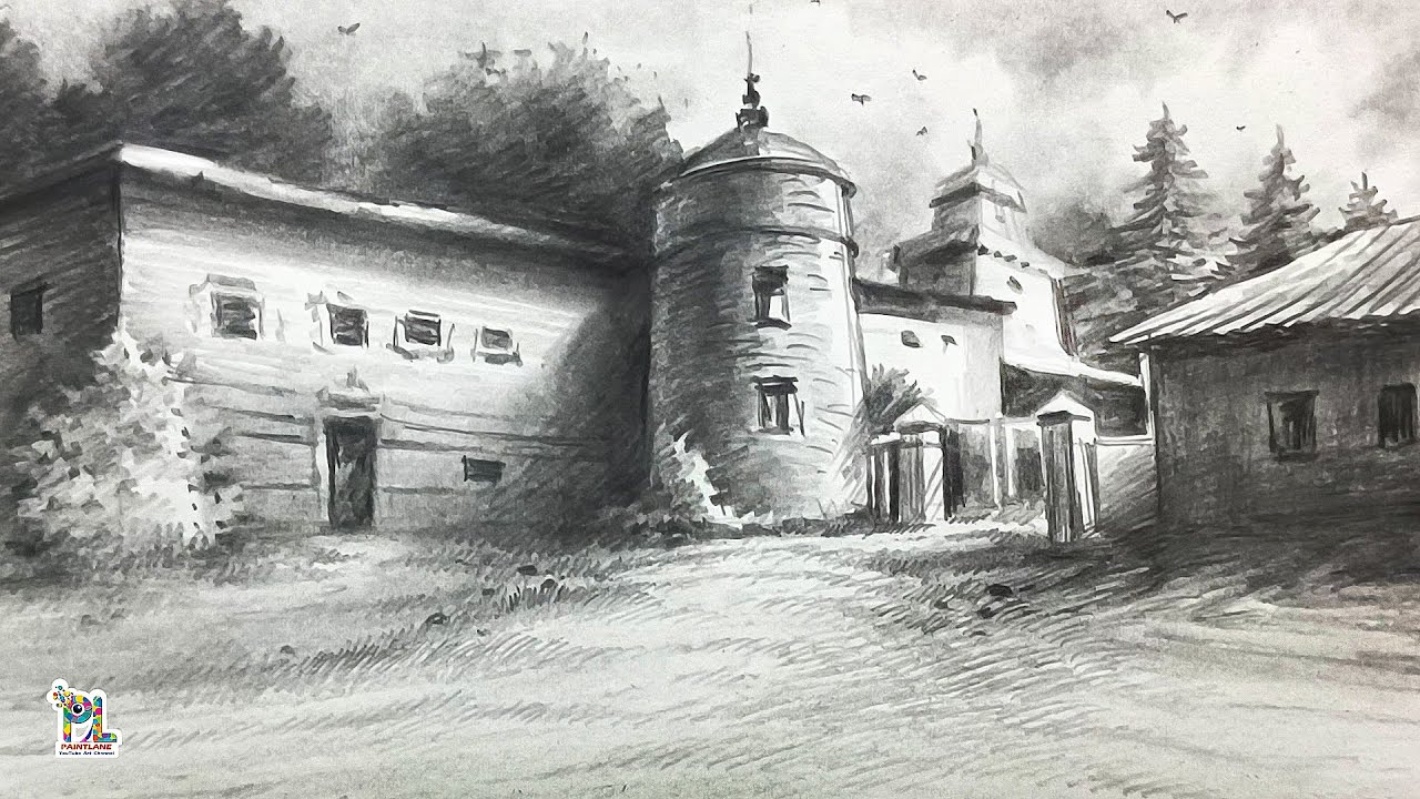How to draw Old Beautiful Street Scenery Art