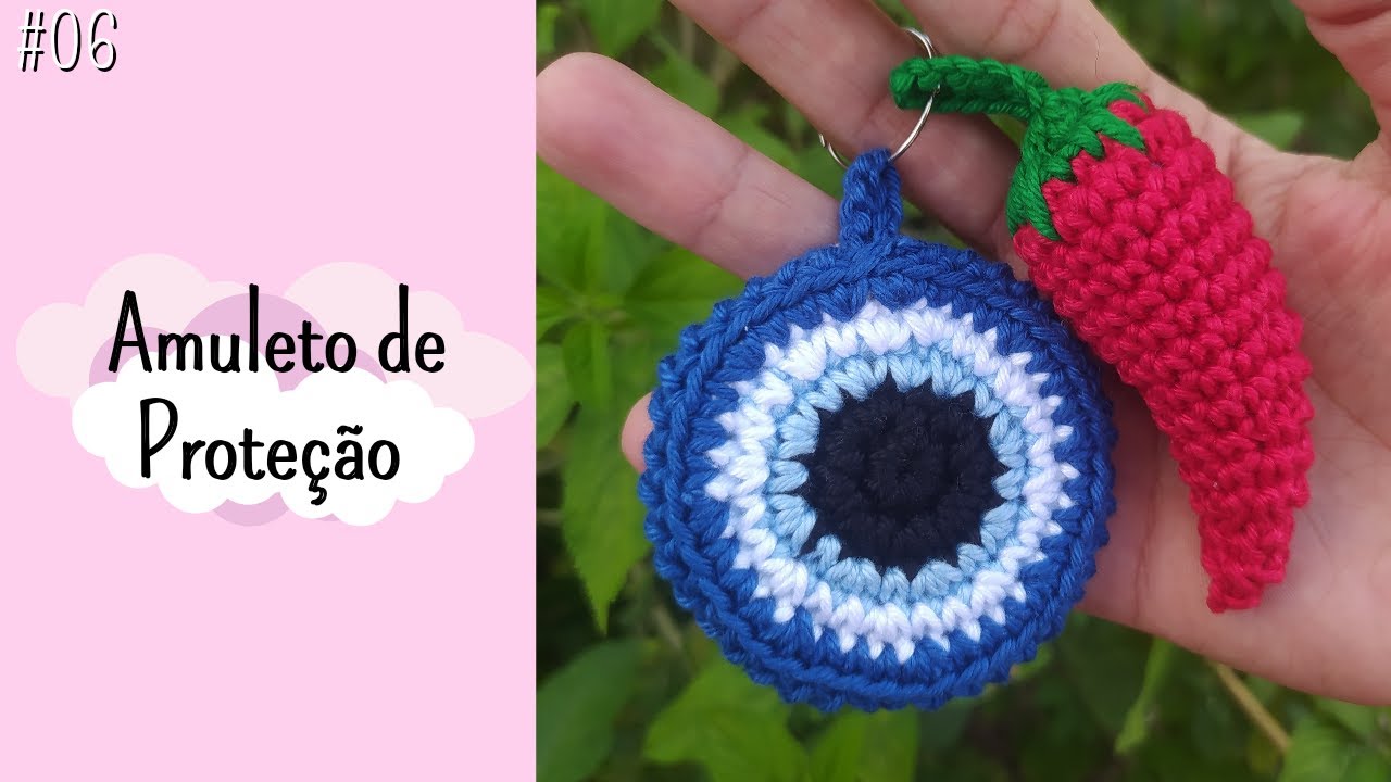 Como fazer chaveiro de crochê passo a passo I Pimenta e Olho Grego