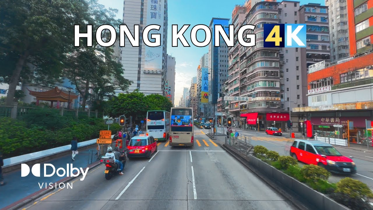 Hong Kong 4K | Kowloon Downtown Sunset Double-Decker Bus Ride