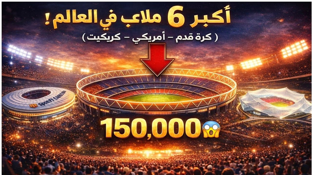 أكبر 6 ملاعب في العالم | 150 ألف مشجع في 2026