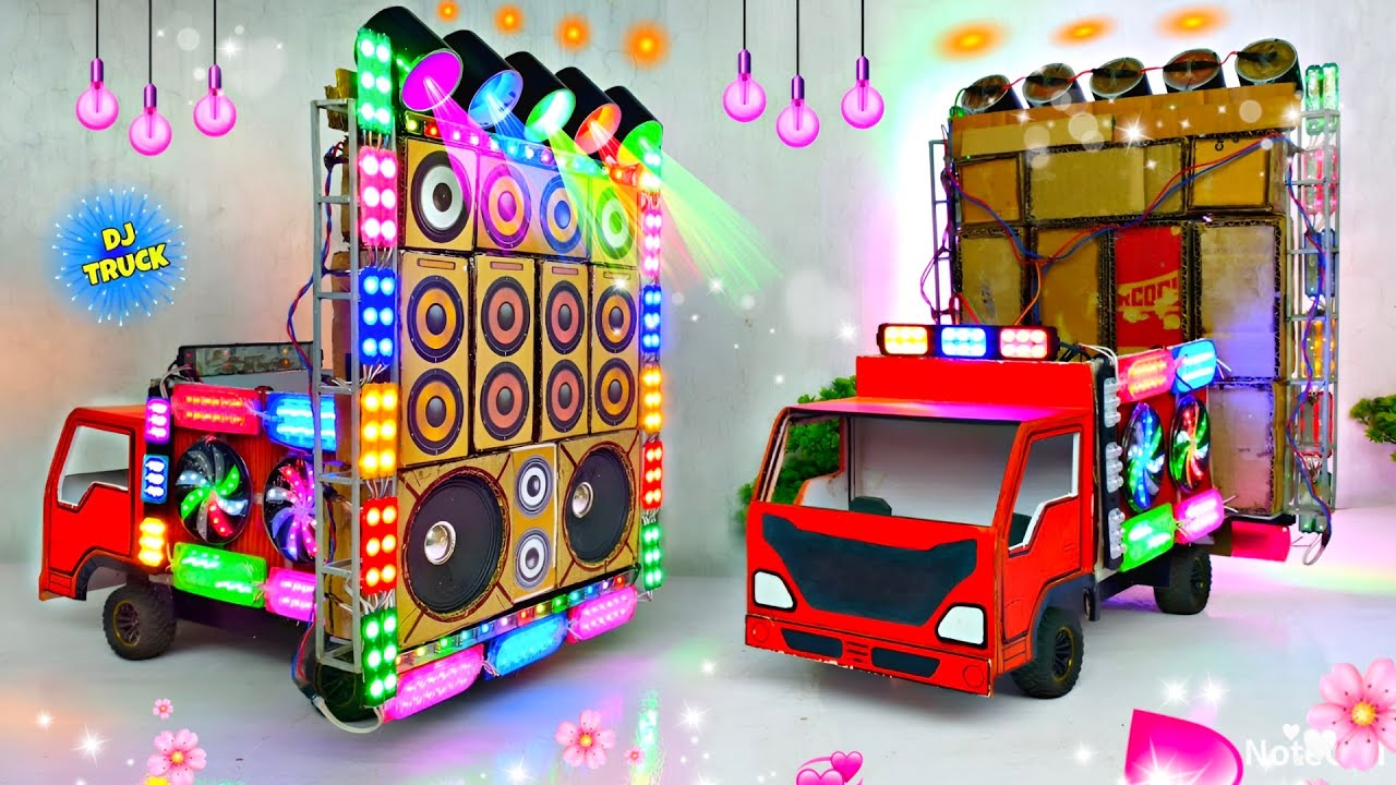 Mini Dj Truck Setup Loading at-home By Cardboard Making Dj truck and light | Mini Dj Truck I dj wala