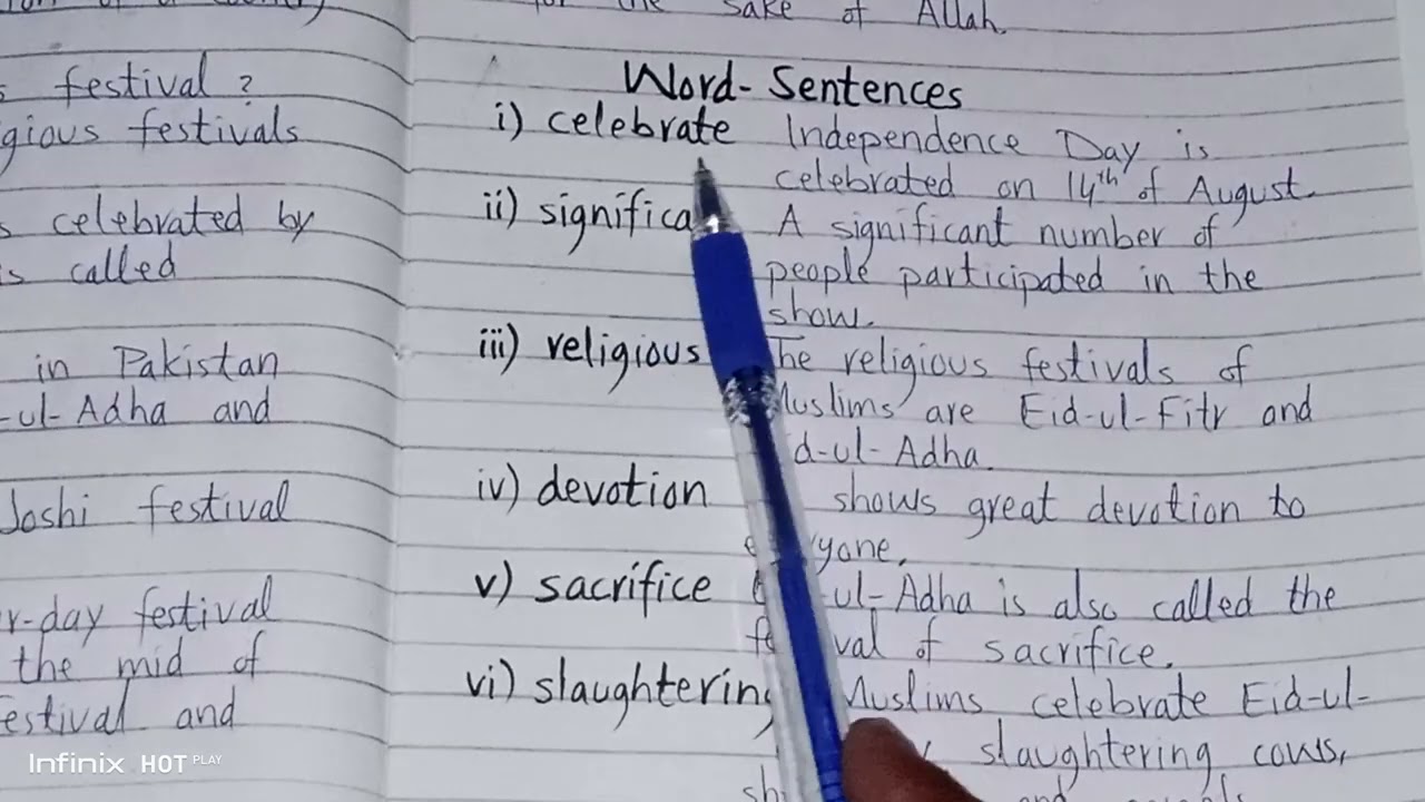Cantab# English # Class 5#Unit 11# Question-Answers# Word-Sentences # Festivals in Pakistan