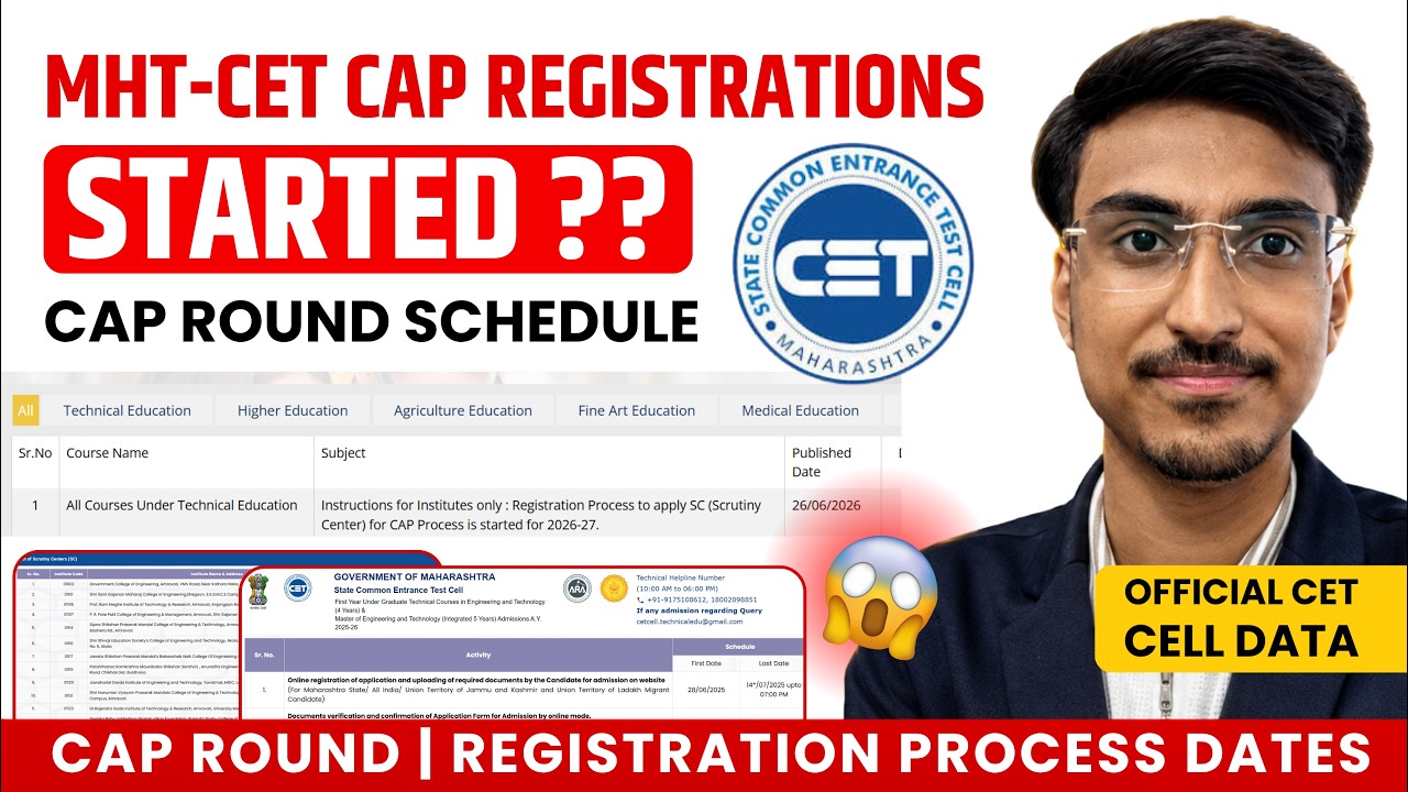 🚨 MHTCET SC Center Registration Started | CAP Registration Dates 2026 | MHT CET Official Schedule