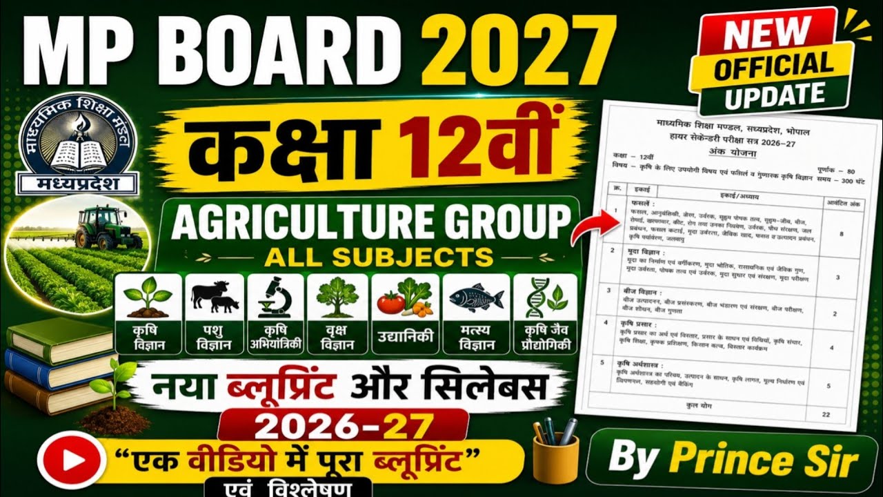 🚨 MP Board Exam 2027 Class 12 Agriculture Blueprint Out! | New Syllabus 2026-27 + Full Analysis 🔥