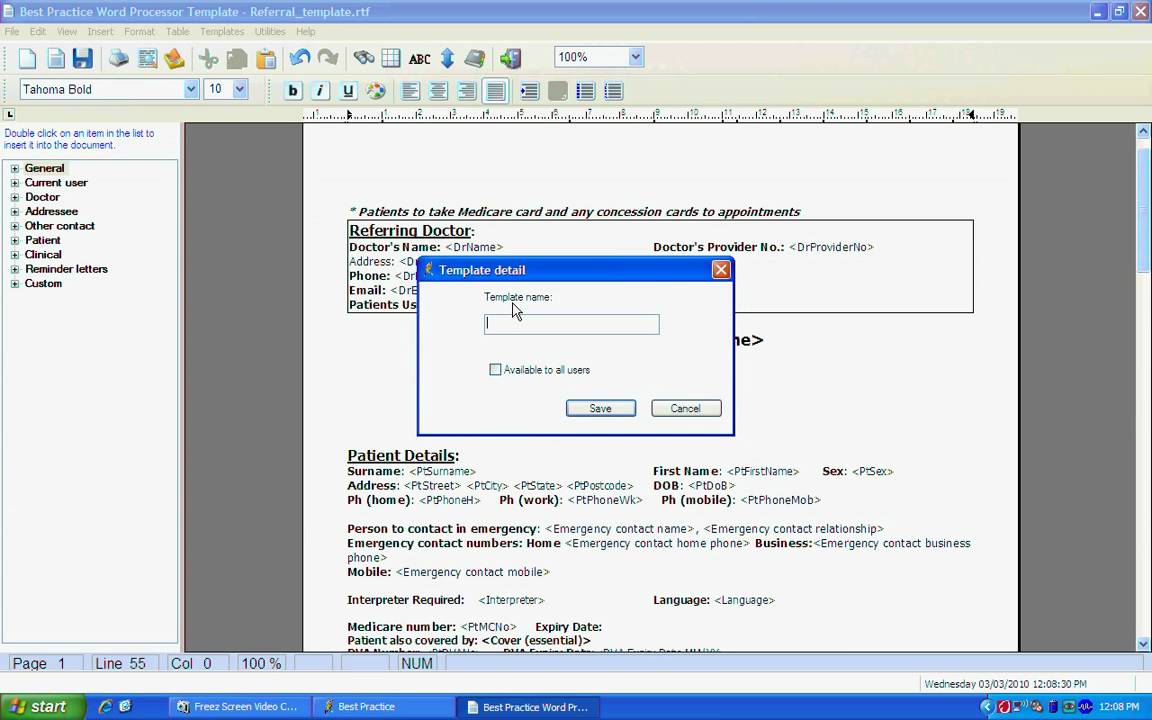 Best Practice Software - Importing a Template