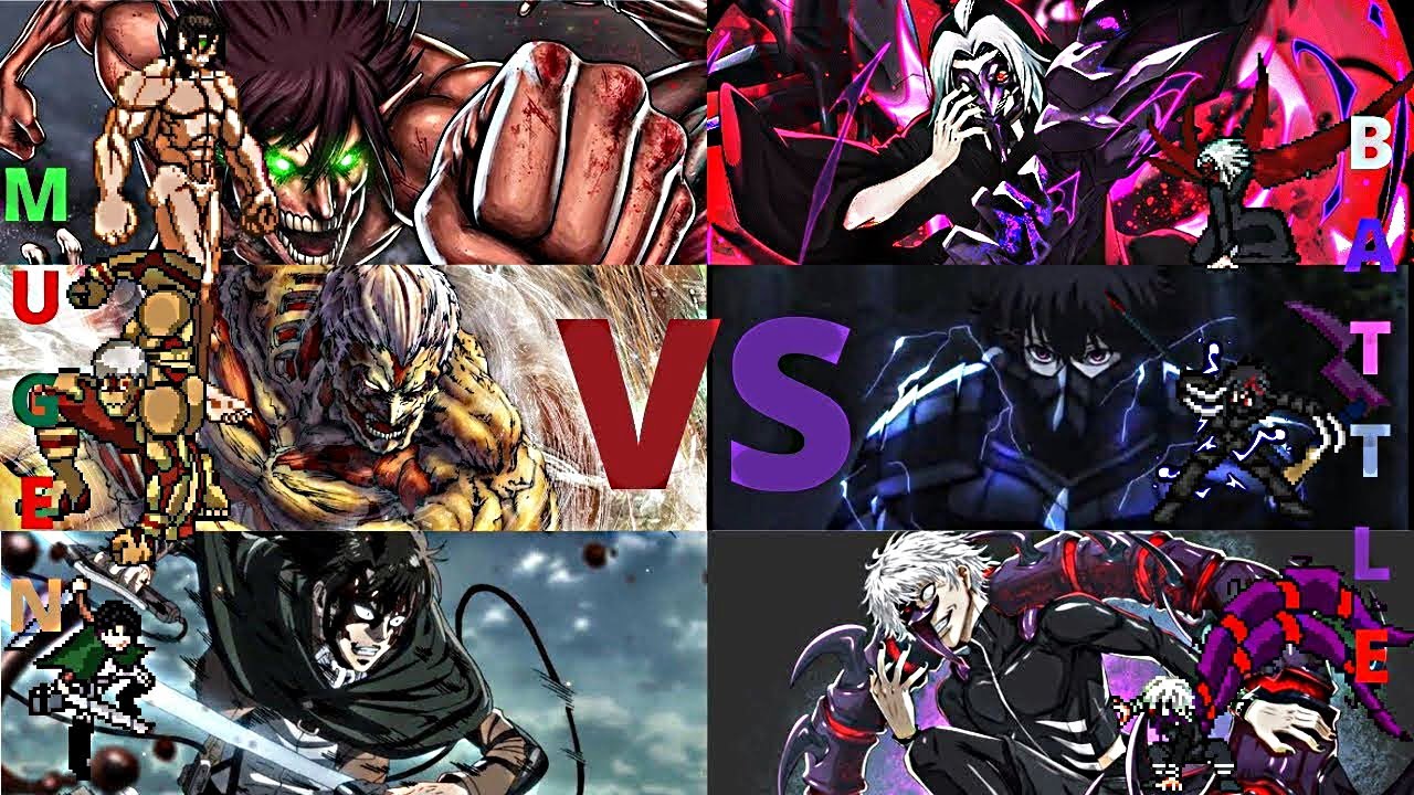 Juuzou, Kaneki, & Takizawa Vs Levi, Eren, & Reiner (Attack on Titan vs Tokyo Ghoul) Mugen