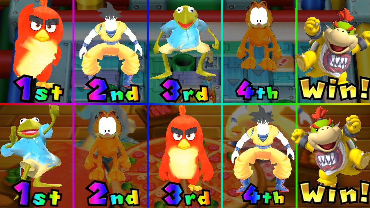 Mario Party 9 - Goku vs Angry Bird vs Kermit vs Garfield #MarioGame