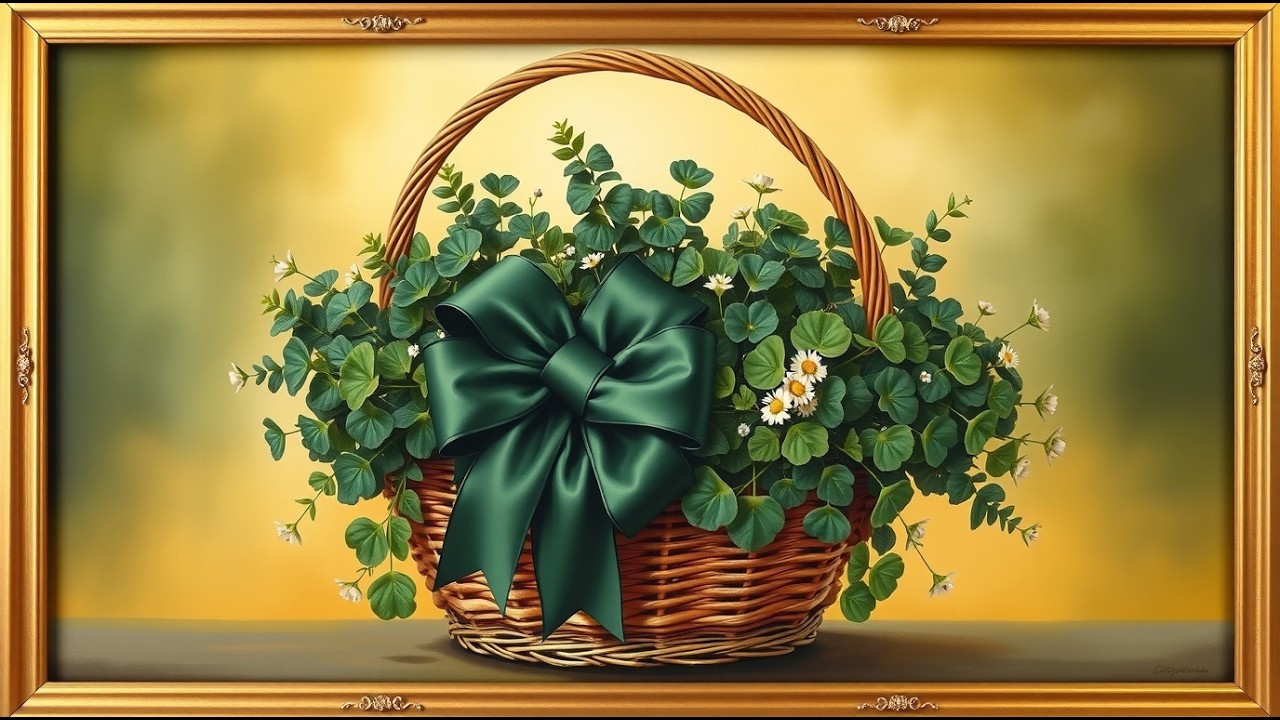 St. Patrick’s Day Floral TV Art  4K Green Framed Display for Samsung Frame TV