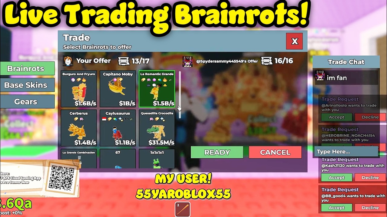 Live Trading + Admin Abuse & Taco Tuesday in Steal A Brainrot #stealabrainrot #roblox #livestream