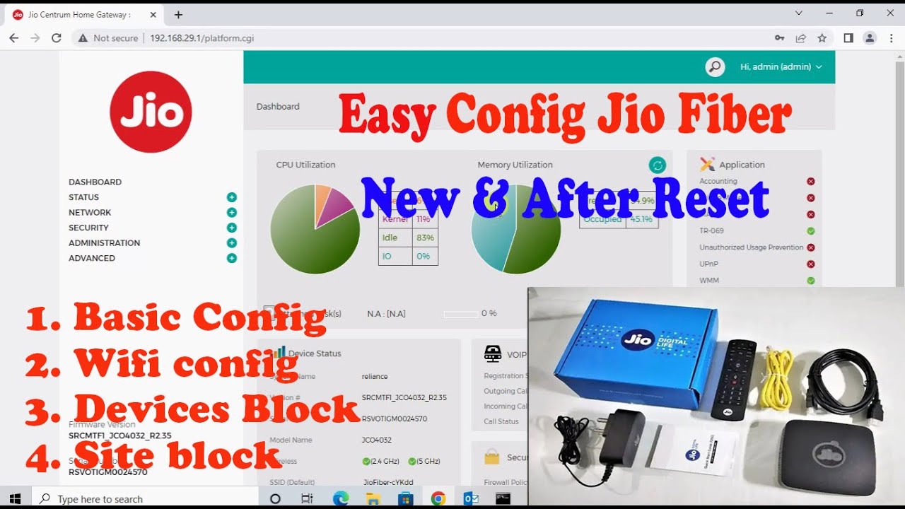 Jio Fiber router configuration Home & Ofiice |setup Besic to Advance | Full step by step | Hindi