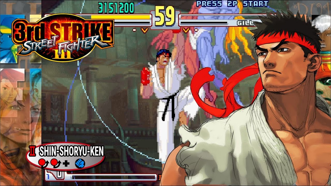 Ryu SA2 (Shin-Shoryuken) Playthrough - Street Fighter 3 Third Strike [ARCADE][HD]
