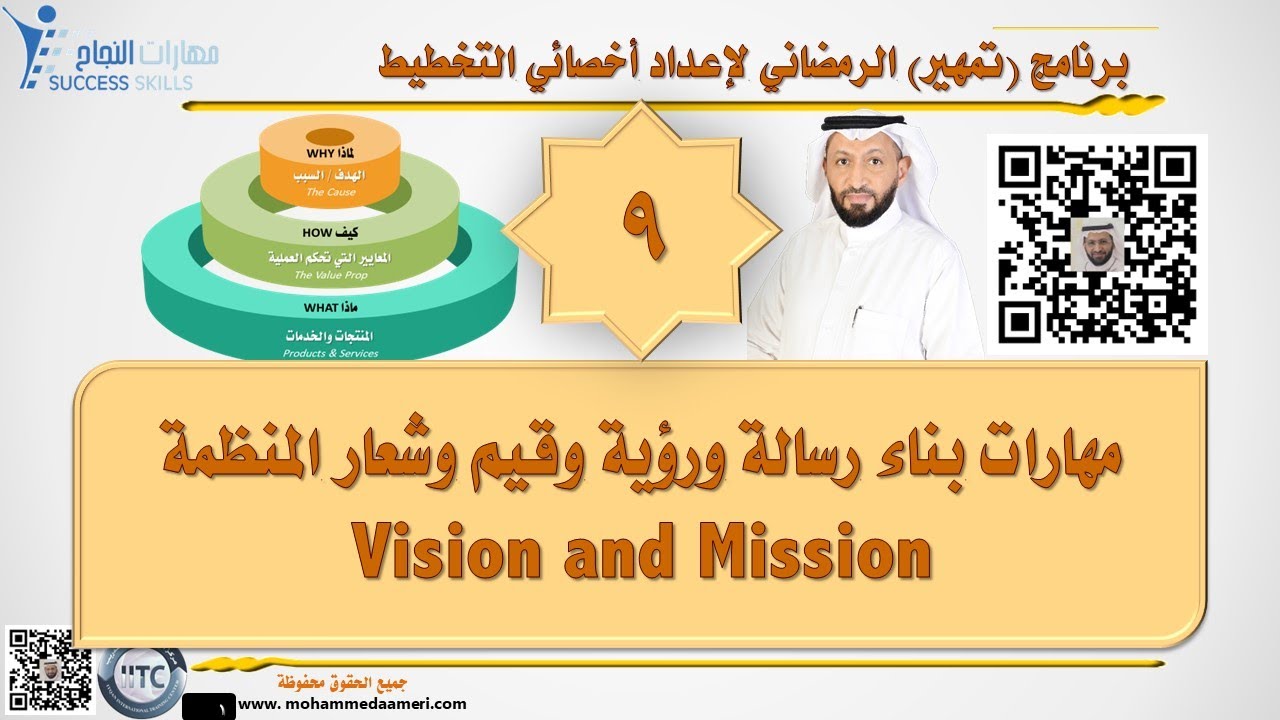 مهارات بناء رسالة ورؤية وقيم وشعار المنظمة Vision and Mission مع د. محمد العامري