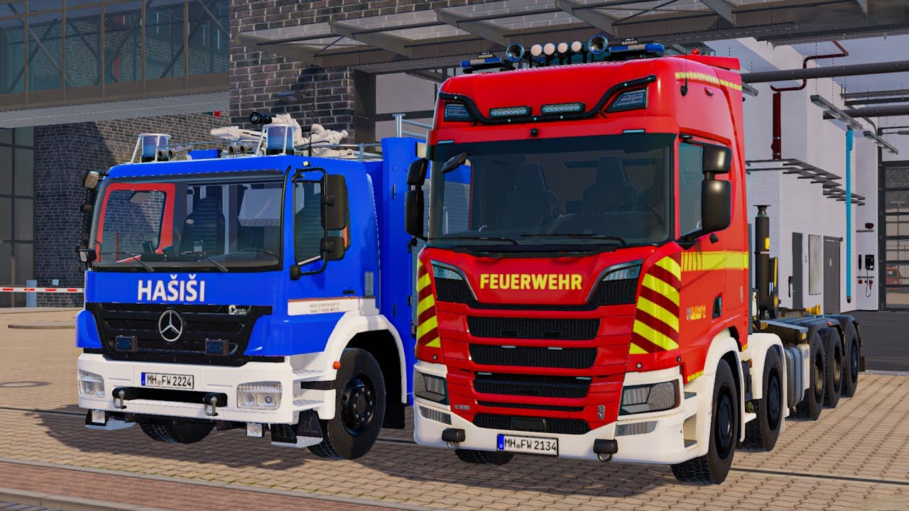 Emergency call 112 - Swap body Vehicle and Fire Brigades first responding! 4K