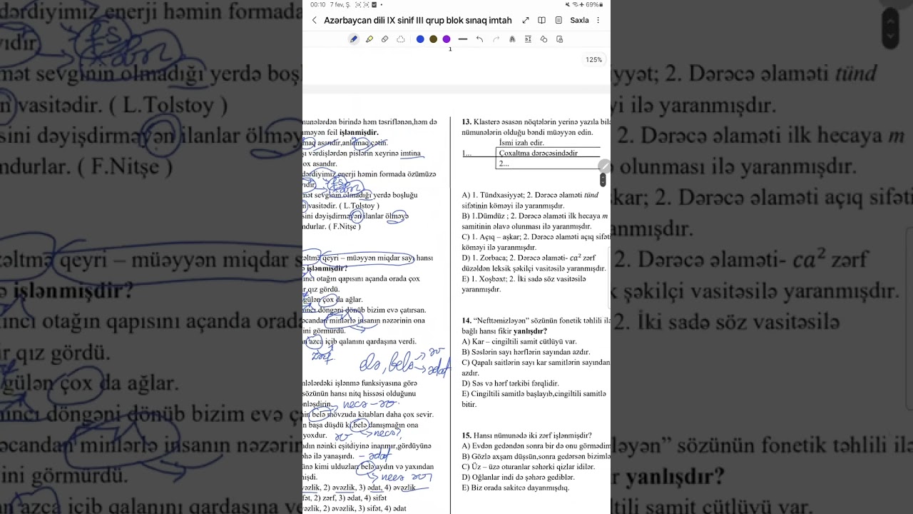 08.02.2026 Azərbaycan dili IX sinif  III qrup blok sınaq imtahanı-4