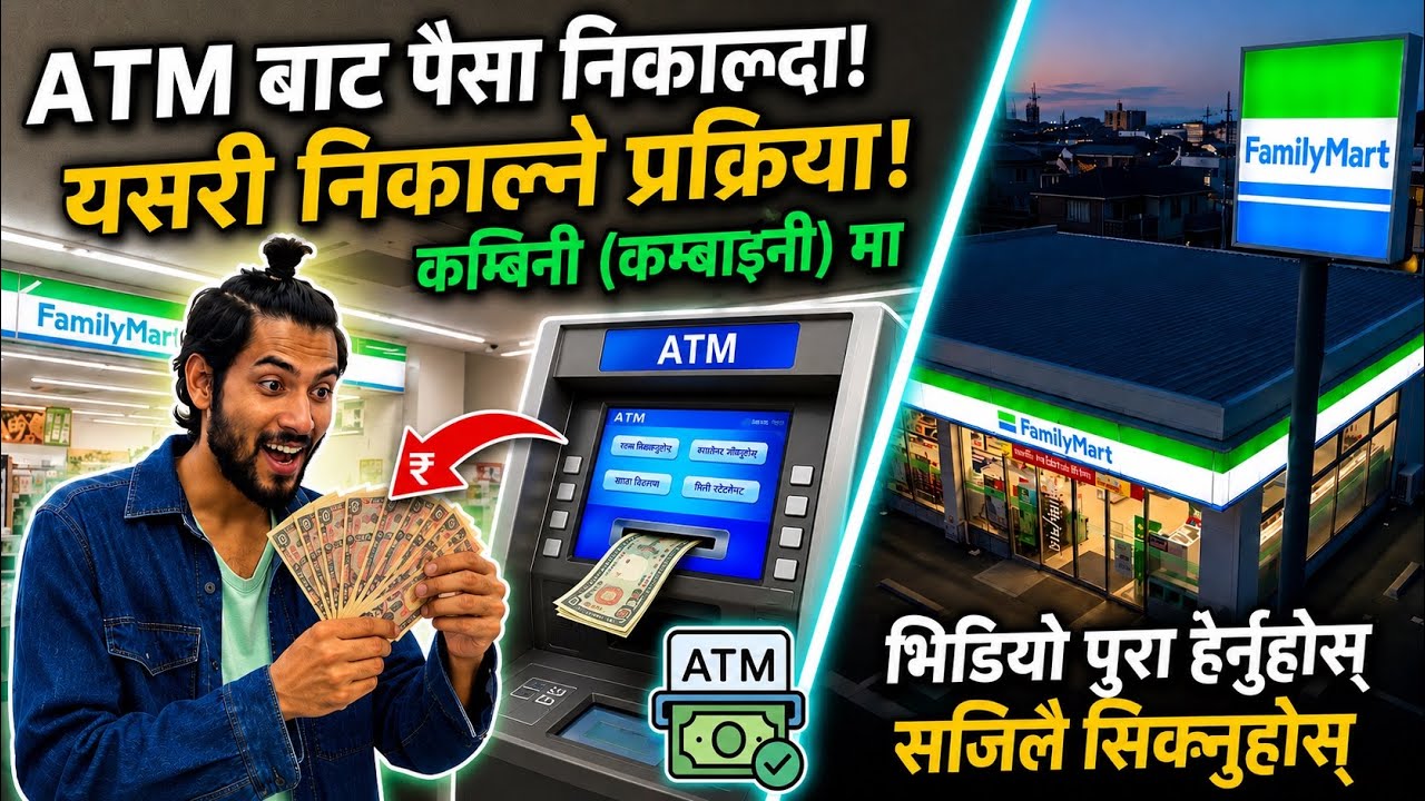     ATM बाट पैसा निकाल्ने पुरा प्रक्रिया | Japan FamilyMart ATM Guide Nepali