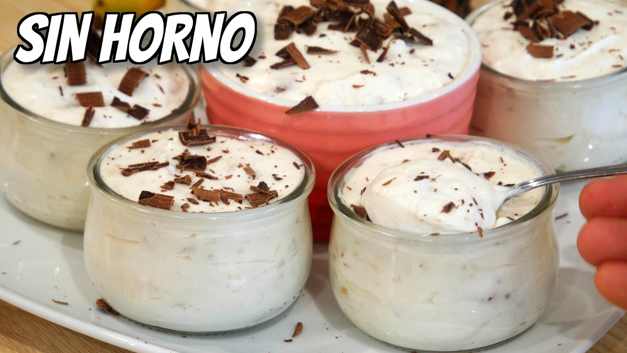 POSTRE de PL&Aacute;TANO m&aacute;s CREMOSO 🍌 Solo 3 INGREDIENTES