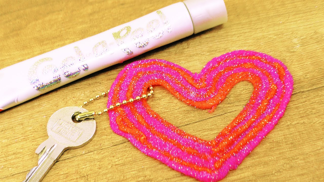 Gel-a-Peel HERZ Schl&uuml;sselanh&auml;nger mit super viel Glitzer | Gel-a-Peel DIY Idee | Geschenk