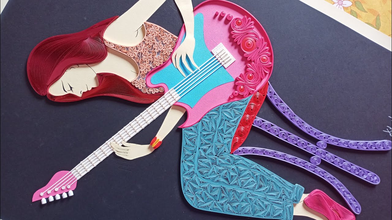 Quilling Girl with Guitar | Portrait of Guitarist